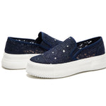 JOY&MARIO Women’s Slip-On Canvas Loafers in Navy-83305W JOYANDMARIO