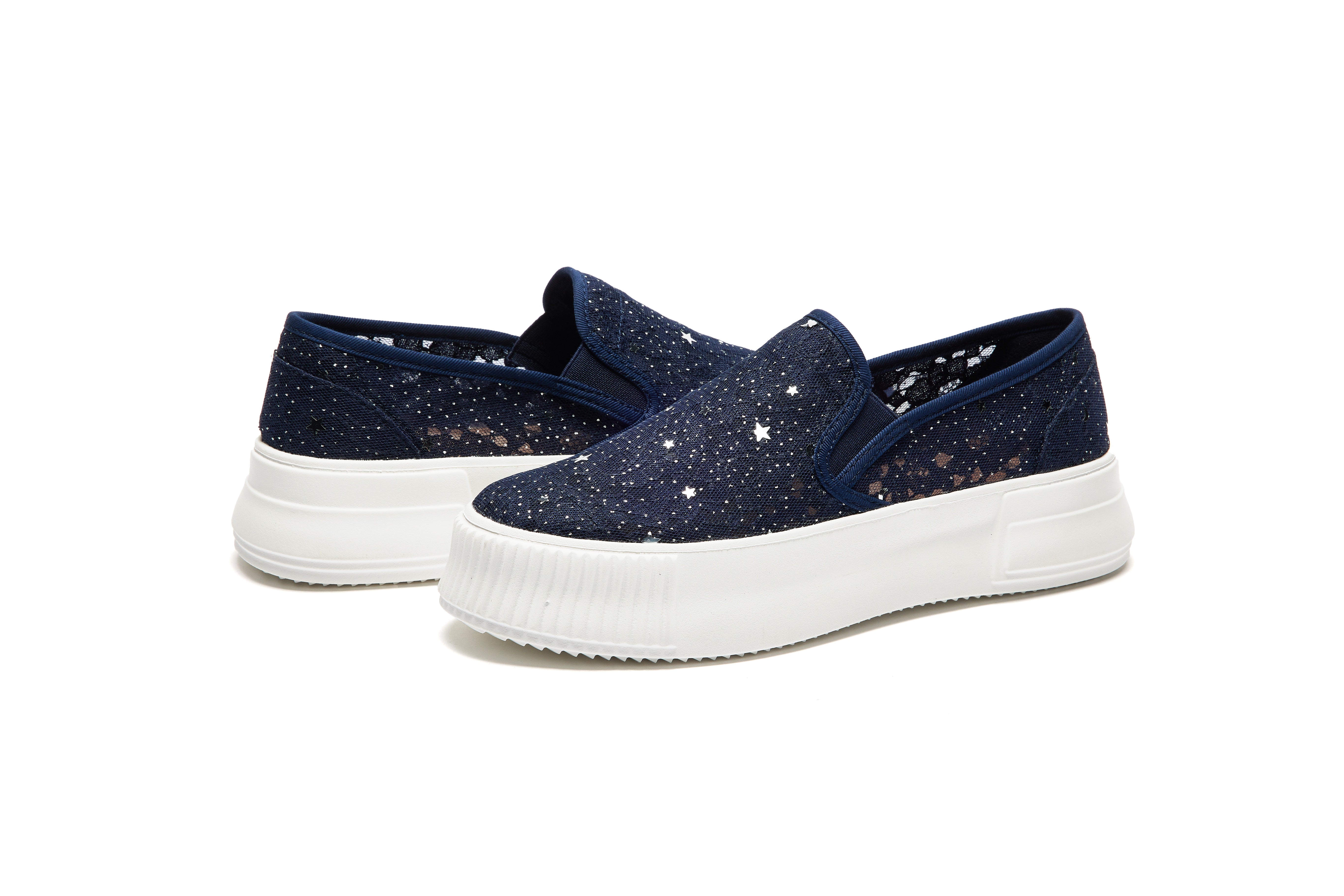 JOY&MARIO Women’s Slip-On Canvas Loafers in Navy-83305W JOYANDMARIO
