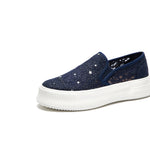JOY&MARIO Women’s Slip-On Canvas Loafers in Navy-83305W JOYANDMARIO