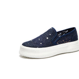 JOY&MARIO Women’s Slip-On Canvas Loafers in Navy-83305W JOYANDMARIO