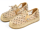 Load image into Gallery viewer, JOY&amp;MARIO Handmade Women’s Slip-On Espadrille Mesh Loafers Flats Shoes 05207W Apricot